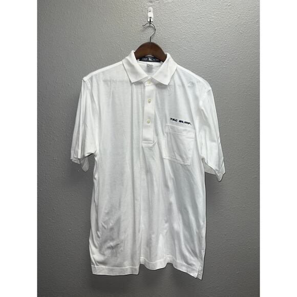 Vintage T&C Surf Polo Shirt Hawaii White Short Sleeve Collared Surfing 90s M - Picture 1 of 8
